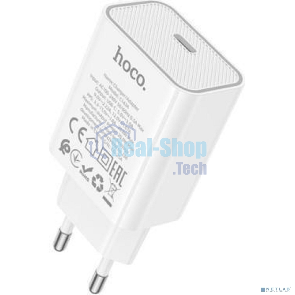 Зарядное устройство Hoco 20Вт, QC3.0/PD, Type-C, C143A, белый, блистер