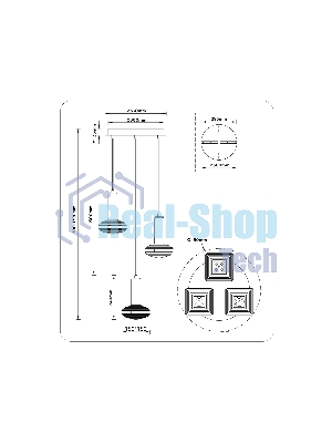 Подвесной светодиодный светильник Ambrella light LH31011/3 BS/TI латунь/янтарь 35W 3000K D450*1790