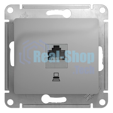 Механизм розетки комп. 1-м СП Glossa RJ45 CAT.5E алюм. SchE GSL000381K