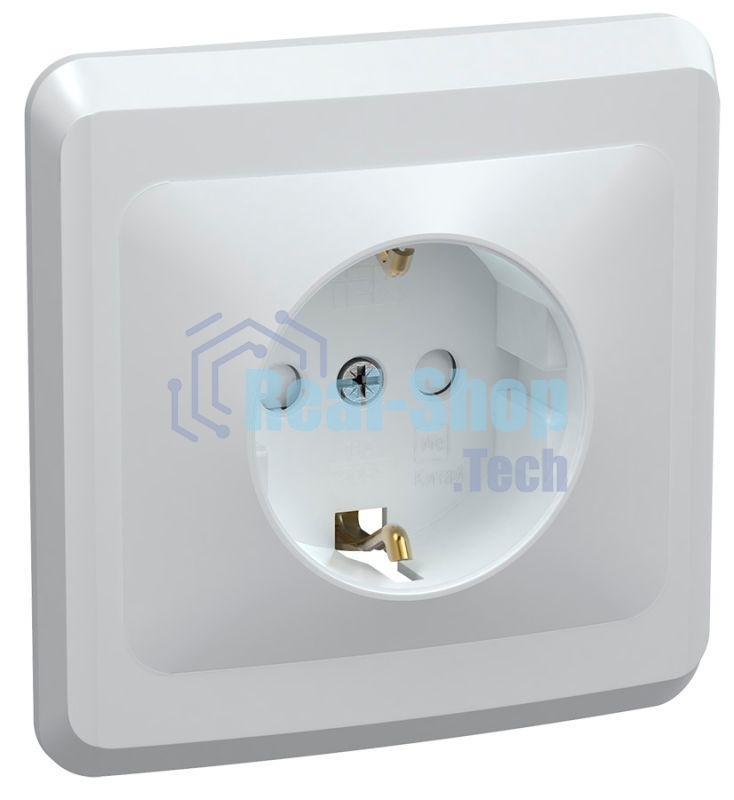 Розетка 1-м СП Вега РСш10-3-ВБ с заземл. контактом и защ. штор 16А бел. ИЭК ERV14-K01-16-DM