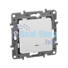 Механизм выключателя 1-кл. СП Etika 10АX с подсветкой/индикацией безвинт. зажимы бел. Legrand 672203