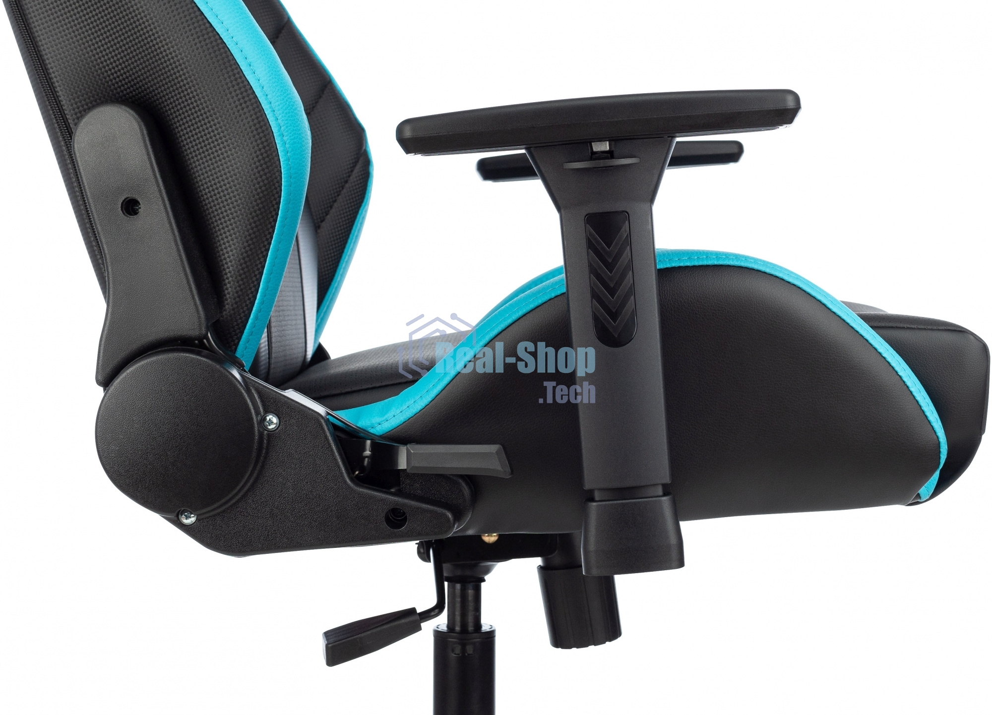 Кресло игровое Knight Thunder 5X черный/голубой эко.кожа крестов. металл