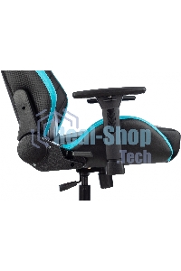 Кресло игровое Knight Thunder 5X черный/голубой эко.кожа крестов. металл