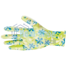 Перчатки садовые Palisad из полиэстера с нитрильным обливом, зеленые, S