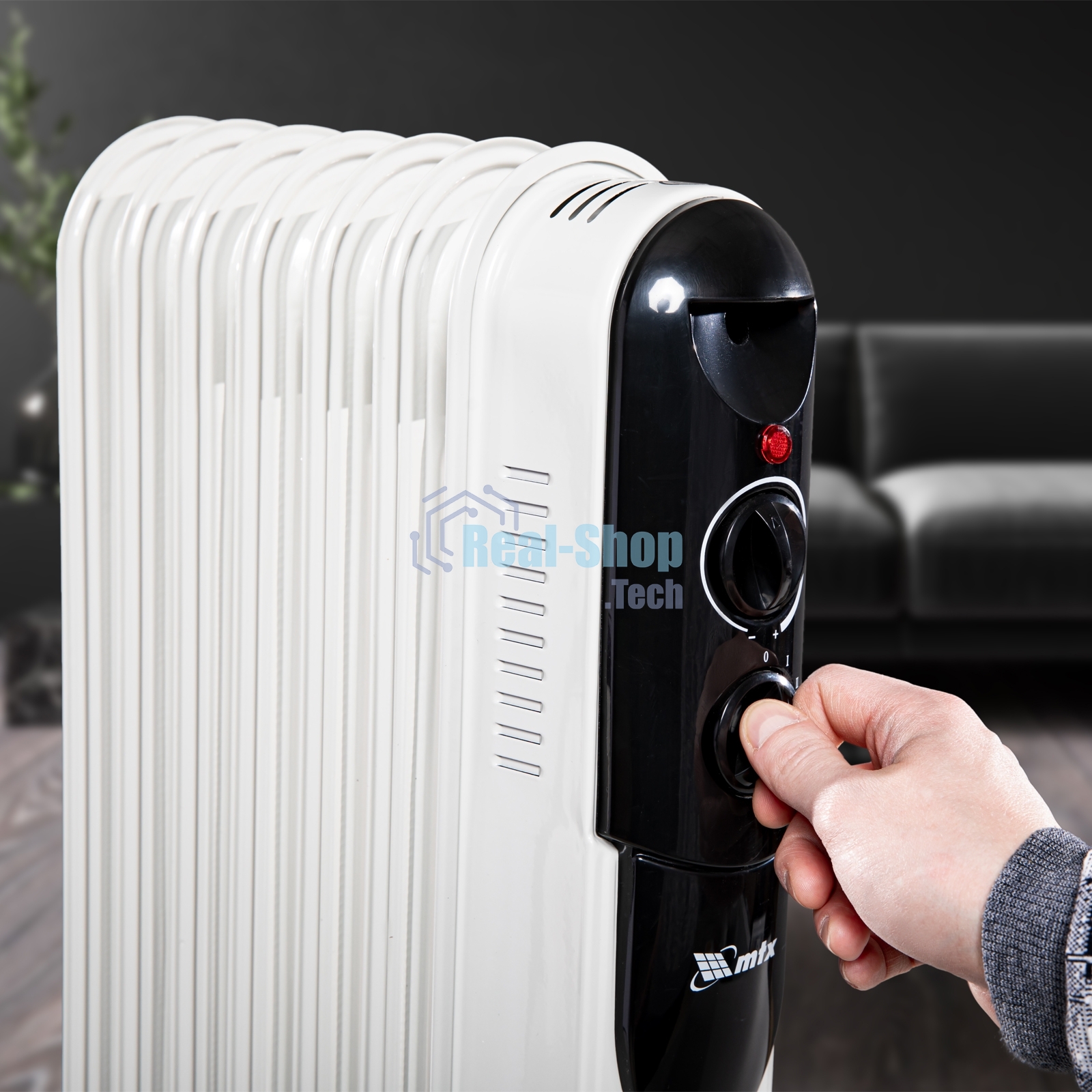 Обогреватель масляный MTX OCH-1500, белый, 1500 Вт, 15 м2, термостат