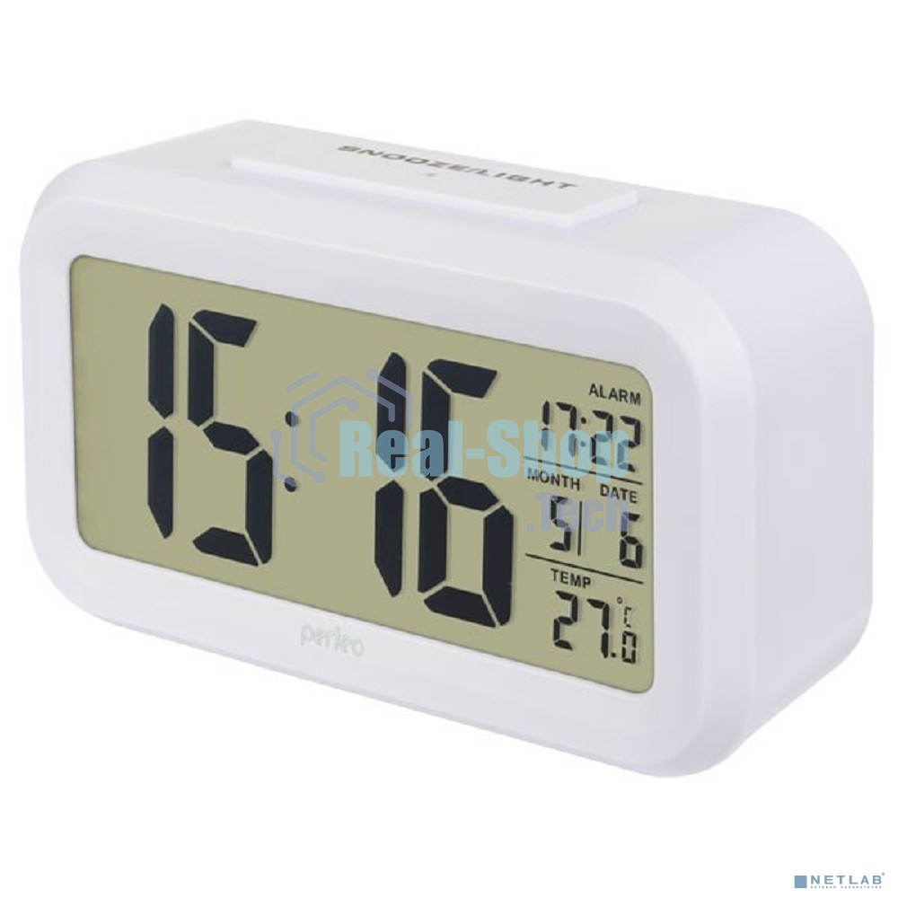 Часы-будильник Perfeo Snuz, белый, (PF-S2166) время, температура, дата
