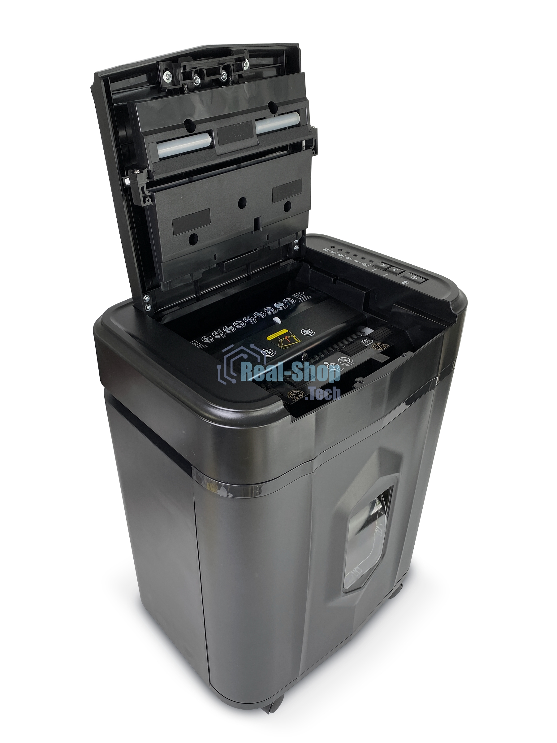 Шредер Heleos АП20-4 черный с автоподачей (секр.P-4) перекрестный 131лист. 20лтр. скрепки скобы пл.карты