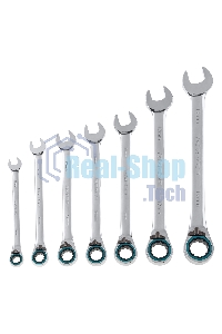 Набор ключей комбинированных с трещоткой Gross 8 - 19 мм, 7 шт., реверсивные, CrV