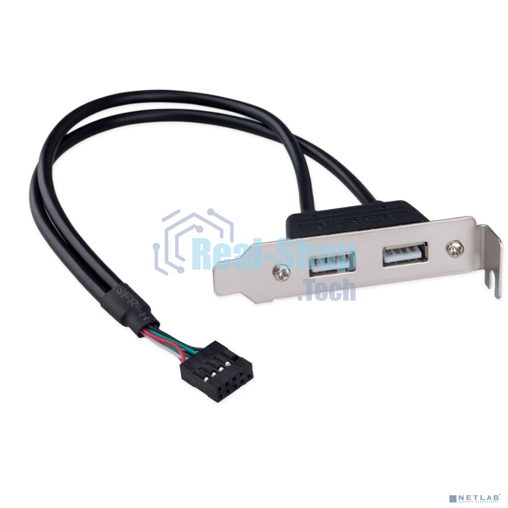 Планка USB 2.0 на заднюю панель низкопрофильная Cablexpert CCUSBRECEPTACLE-LP, 2 порта USB
