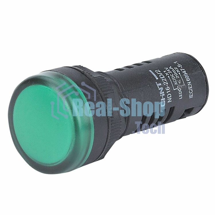 Индикатор ND16-22D/2C зеленый, встр. резистор, IP65 АС/DC230В (R)