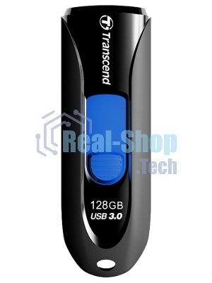 Флешка USB Transcend JetFlash 790 (TS128GJF790K), 128Gb, USB 3.0, R/W 90/40, черный/синий