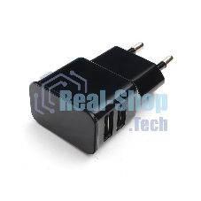 Сетевое зарядное устройство Cablexpert MP3A-PC-12 100/220V - 5V USB 2 порта, 2.1A, черный