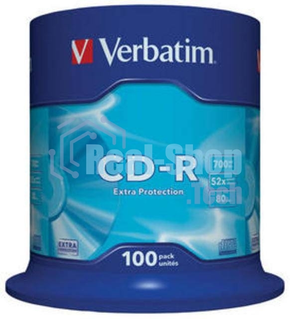 Диск CD-R Verbatim 700Mb 52x Cake Box (100шт) (43411)