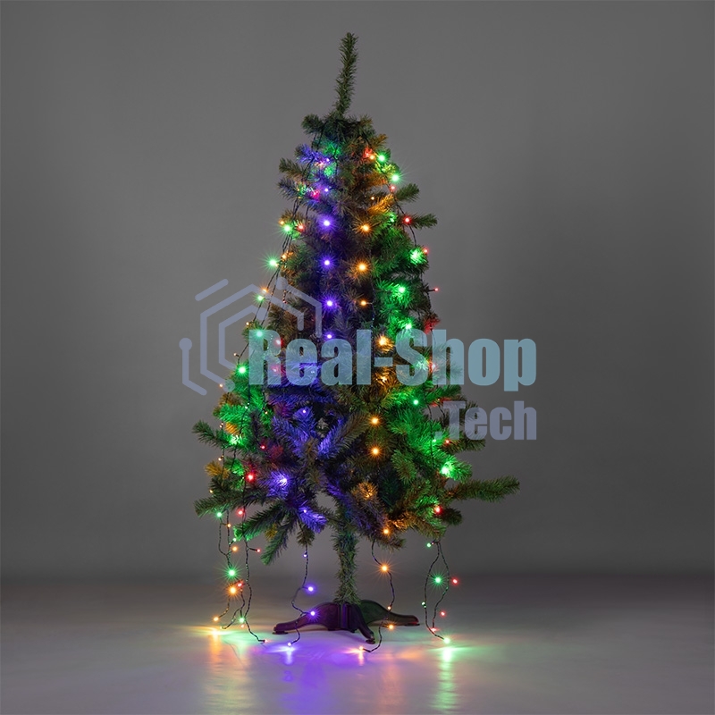 Елочная гирлянда с кольцом, 7 нитей по 1,5 метра, цвет диодов мультиколор, не соединяется