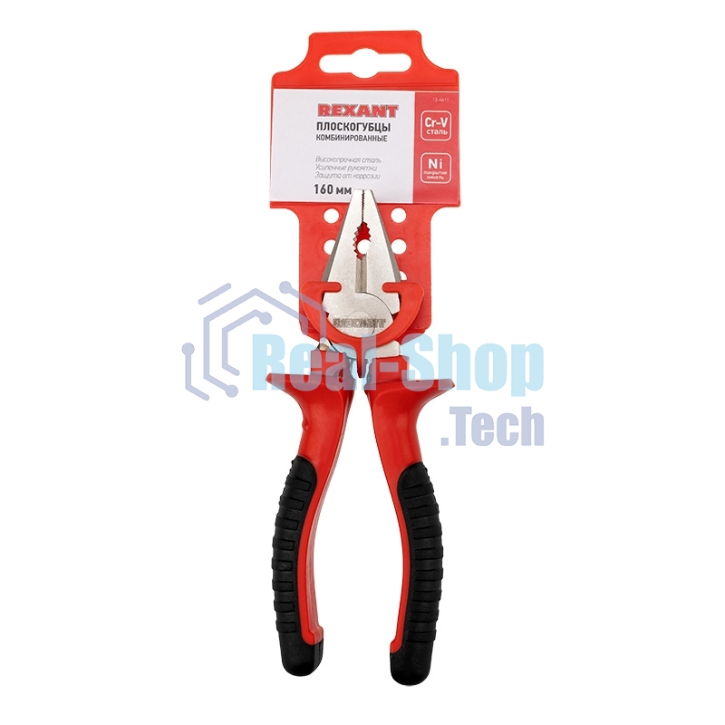 Плоскогубцы комбинированные Rexant 160 мм никелированные, двухкомпонентные рукоятки