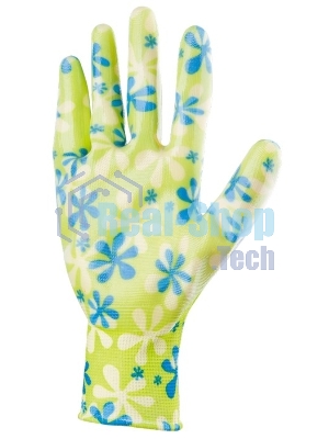 Перчатки садовые Palisad из полиэстера с нитрильным обливом, зеленые, S