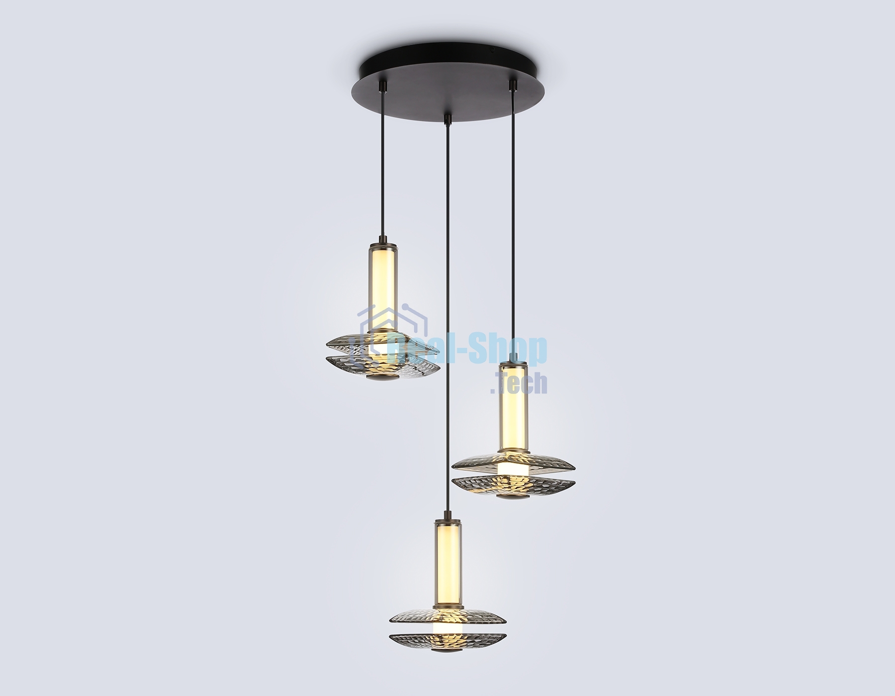 Подвесной светодиодный светильник Ambrella light LH31012/3 GR/SM серый/дымчатый 35W 3000K D450*1790