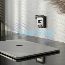 Накладка для двойной розетки Еthernet RJ-45 (серебряный)