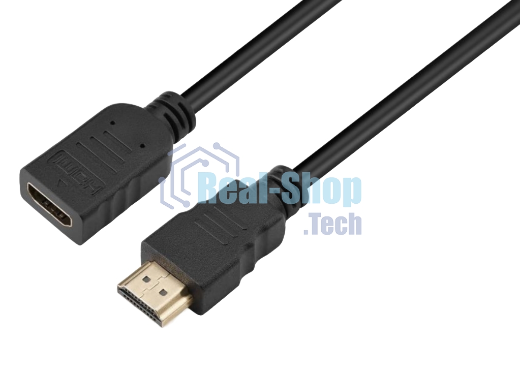 Кабель GoPower удлинитель HDMI 2.0 (m)-HDMI (f) 0.5м ПВХ черный Premium Zip-Lock c подвесом (1/250)