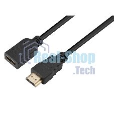 Кабель GoPower удлинитель HDMI 2.0 (m)-HDMI (f) 0.5м ПВХ черный Premium Zip-Lock c подвесом (1/250)