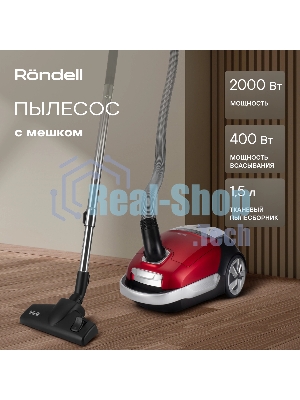 Пылесос Rondell RDE-2054 красный/черный, 400/2000 Вт, уборка сухая, пылесборник мешок 2.3 л