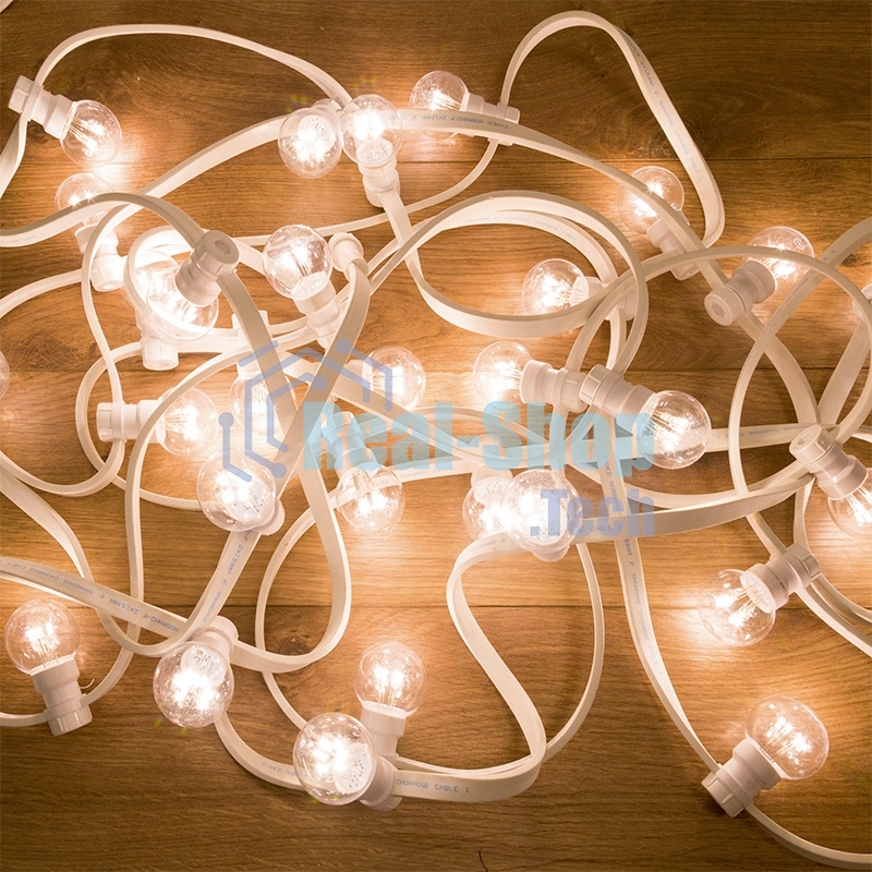 Гирлянда Neon-night LED Galaxy Bulb String 10м, белый каучук, 30 лампx6 LED белый, влагостойкая IP65