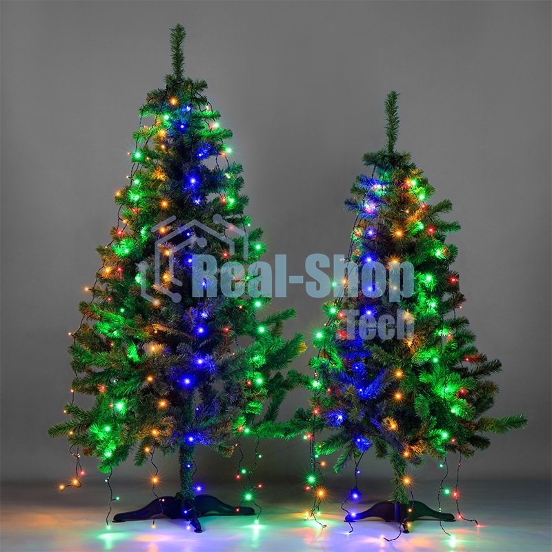 Елочная гирлянда с кольцом, 7 нитей по 1,5 метра, цвет диодов мультиколор, не соединяется