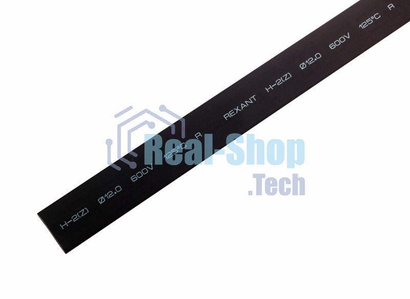 Термоусаживаемая трубка Rexant 12,0/6,0 мм, черная, упаковка 50 шт. по 1 м