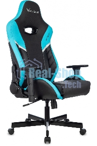 Кресло игровое Knight Thunder 5X черный/голубой эко.кожа крестов. металл