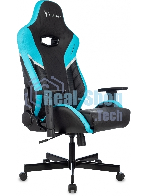 Кресло Knight Thunder 5X черный/голубой, экокожа, 120 кг, механизм качания