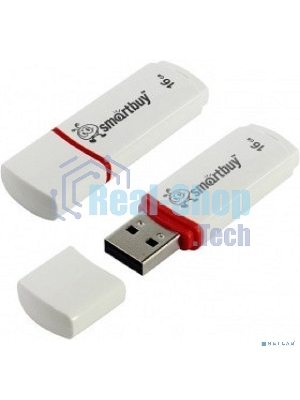 Флешка USB SmartBuy Crown white (SB16GbCRW-W), 16Gb, USB 2.0, R/W 15/5, белый/красный