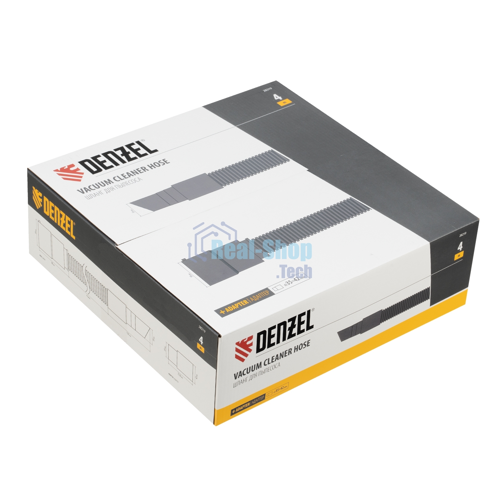 Шланг для пылесоса 4 м с адаптерами для Denzel RVC20, RVC30, LVC20, LVC30