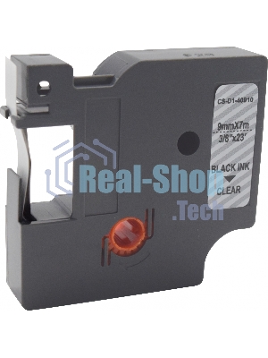 Картридж ленточный Cactus CS-D1-40910 9мм, черный шрифт, прозрачный фон, 7м для DYMO LM 160, 210D, 280, PnP, 420P, 500 TS; Rhino Pro 6000, 5200, 4200