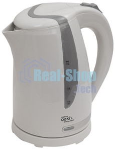 Чайник электрический Oasis K-2PW 1.7 л, 2200 Вт, белый корпус: пластик
