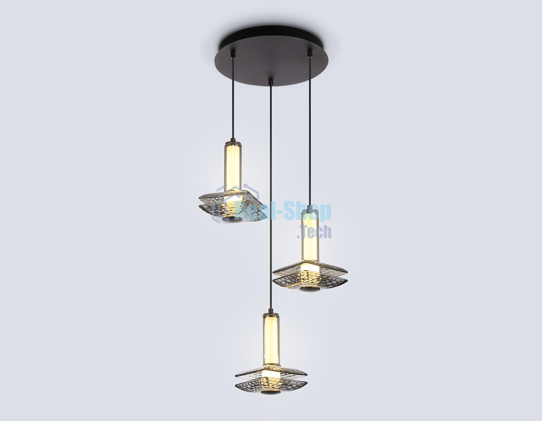 Подвесной светодиодный светильник Ambrella light LH31012/3 GR/SM серый/дымчатый 35W 3000K D450*1790
