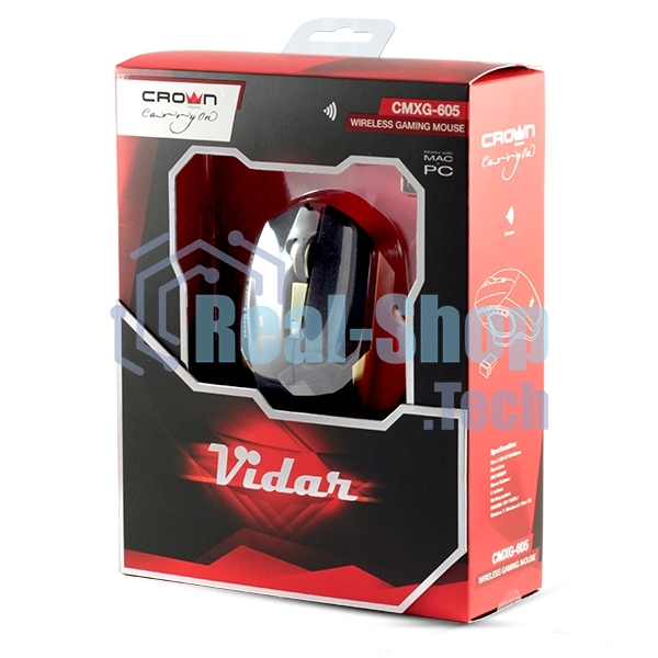 Мышь беспроводная Crown Gaming CMXG-605 черный, 1600 dpi, радиоканал, USB, кнопки - 6