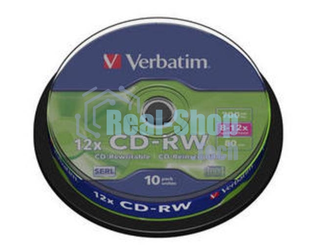 Диск CD-RW Verbatim 700Mb 10x Cake Box (10шт) (43480)