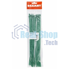 Хомут-стяжкa нeйлонoвая Rexant 300x4,8 мм, зеленая, упаковка 25 шт.