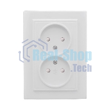 Розетка 2-м СП Минск 10А защ. шторки без заземл. бел. Basic EKF ERR10-102-100