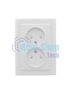 Розетка 2-м СП Минск 10А защ. шторки без заземл. бел. Basic EKF ERR10-102-100