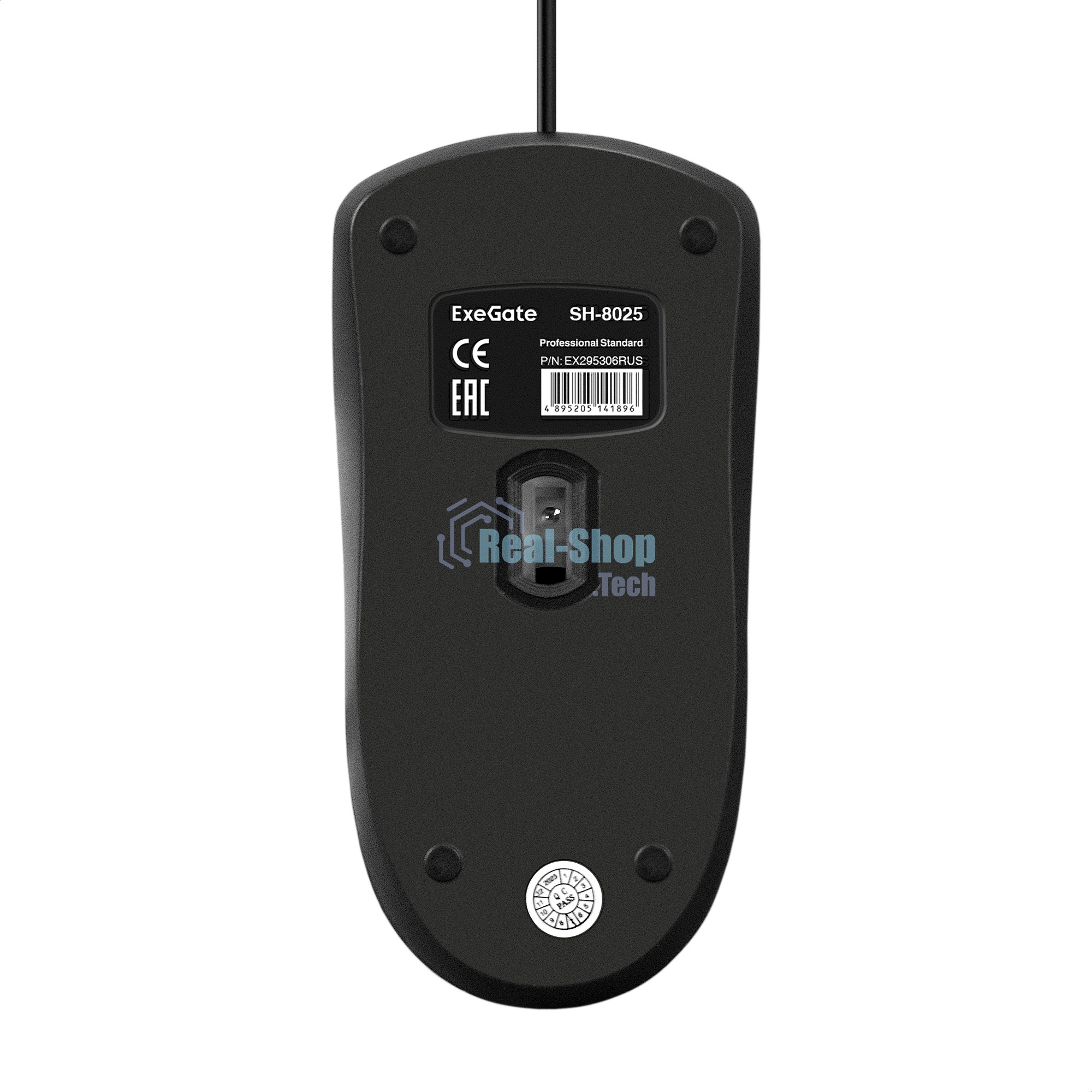 Мышь проводная ExeGate Professional Standard SH-8025 черный, 1000 dpi, USB, кнопки - 3