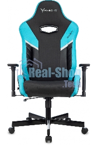 Кресло игровое Knight Thunder 5X черный/голубой эко.кожа крестов. металл