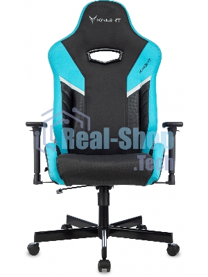 Кресло Knight Thunder 5X черный/голубой, экокожа, 120 кг, механизм качания