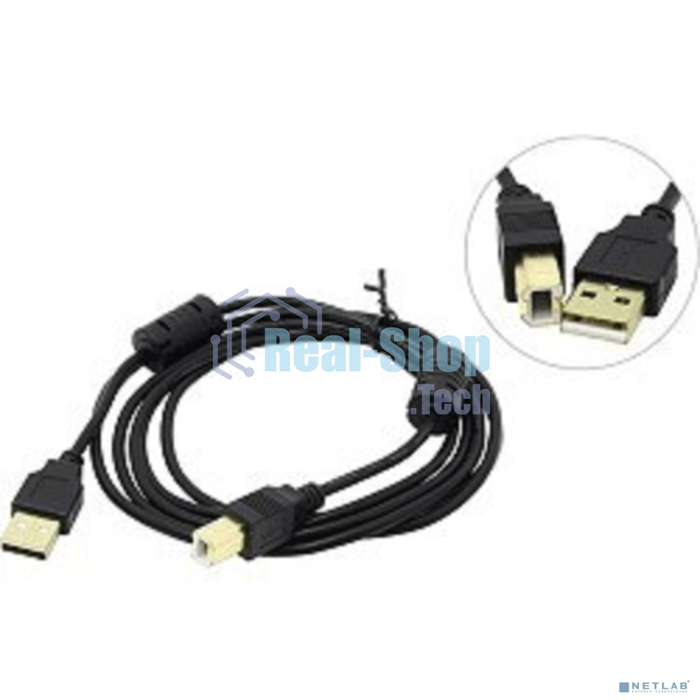 Кабель USB 2.0 A-->B 3м ExeGate 2 фильтра, позолоченные контакты