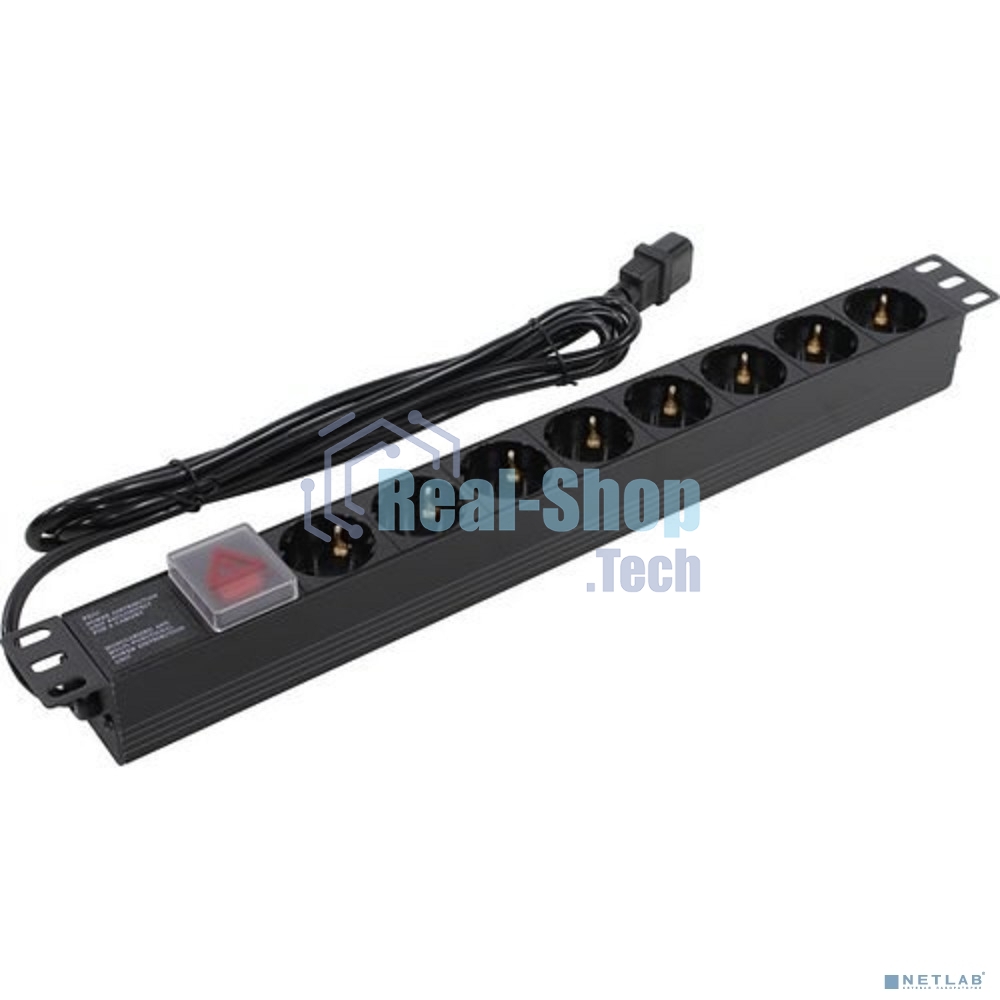 Блок розеток горизонтальный ExeGate ServerPro PDU-19H806 Al-8S-C14-3-SW, 19