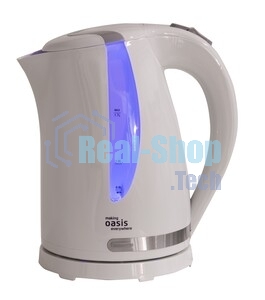 Чайник электрический Oasis K-2PW 1.7 л, 2200 Вт, белый корпус: пластик