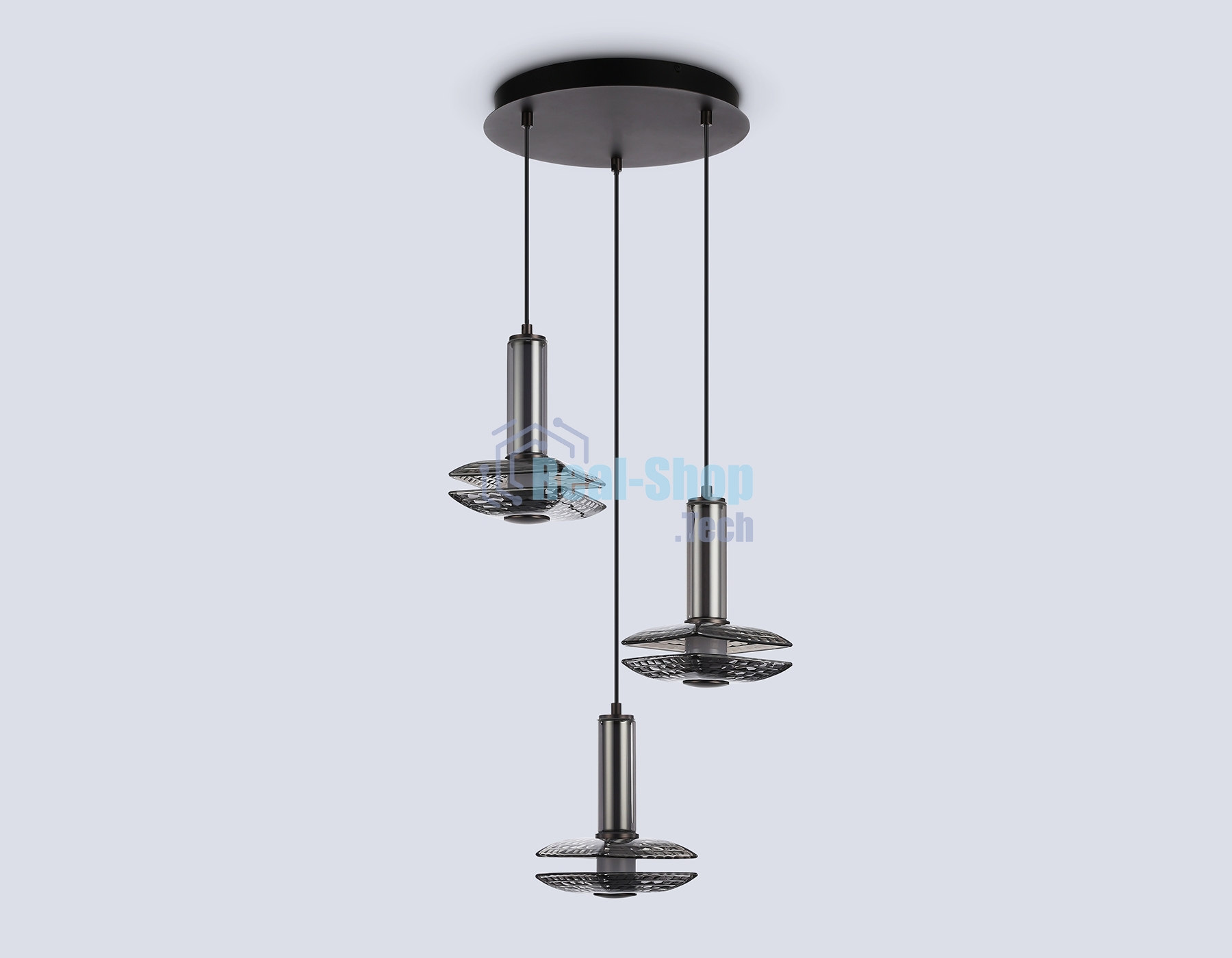 Подвесной светодиодный светильник Ambrella light LH31012/3 GR/SM серый/дымчатый 35W 3000K D450*1790