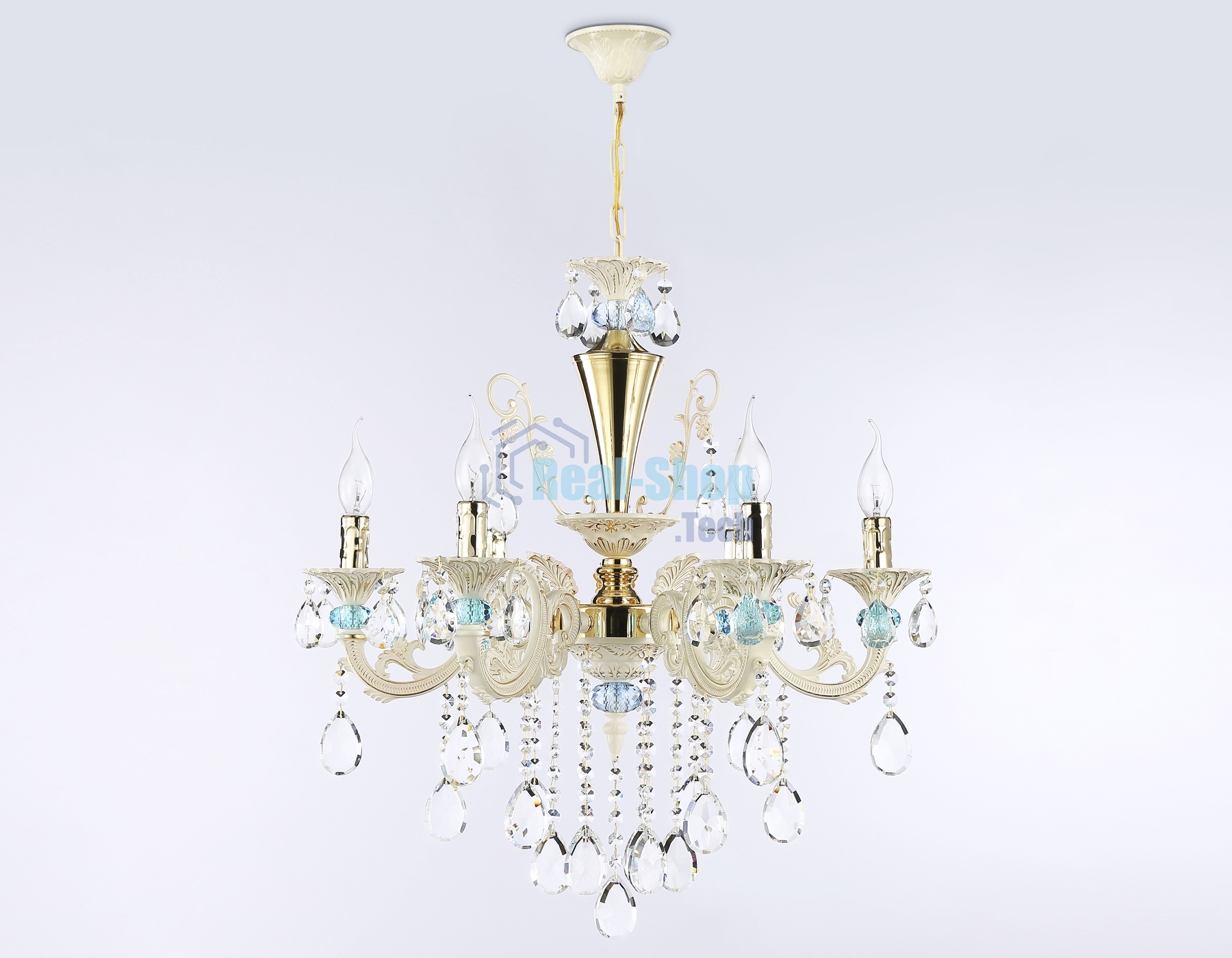 Светильник Ambrella light TR4923/6 GD/WH/BL золото/белый/голубой E14*6 max 40W D600*620
