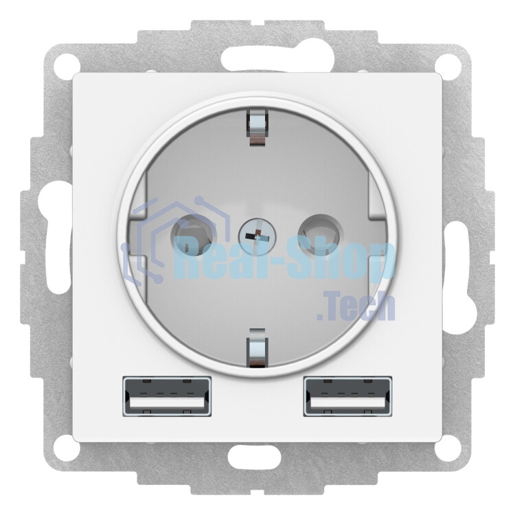 Розетка 16А с 2 USB A+A, 5В/2,4А, 2х5В/1,2А, механизм ATN000130 Schneider Electric белый