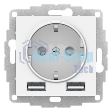 Розетка 16А с 2 USB A+A, 5В/2,4А, 2х5В/1,2А, механизм ATN000130 Schneider Electric белый